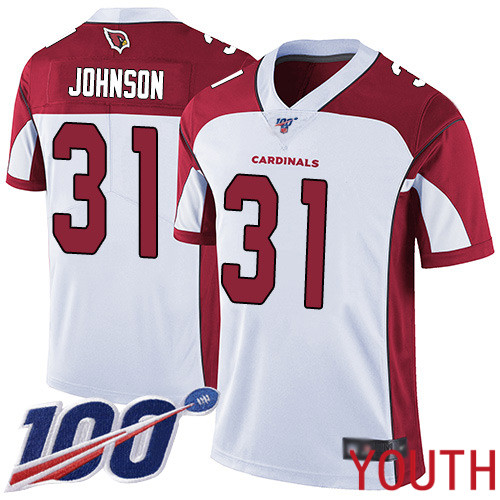 Arizona Cardinals Limited White Youth David Johnson Road Jersey NFL Football 31 100th Season Vapor Untouchable